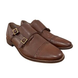Florsheim Double Monk Strap‎ Leather Dress Shoes Brown Buckle 9D Classic Preppy